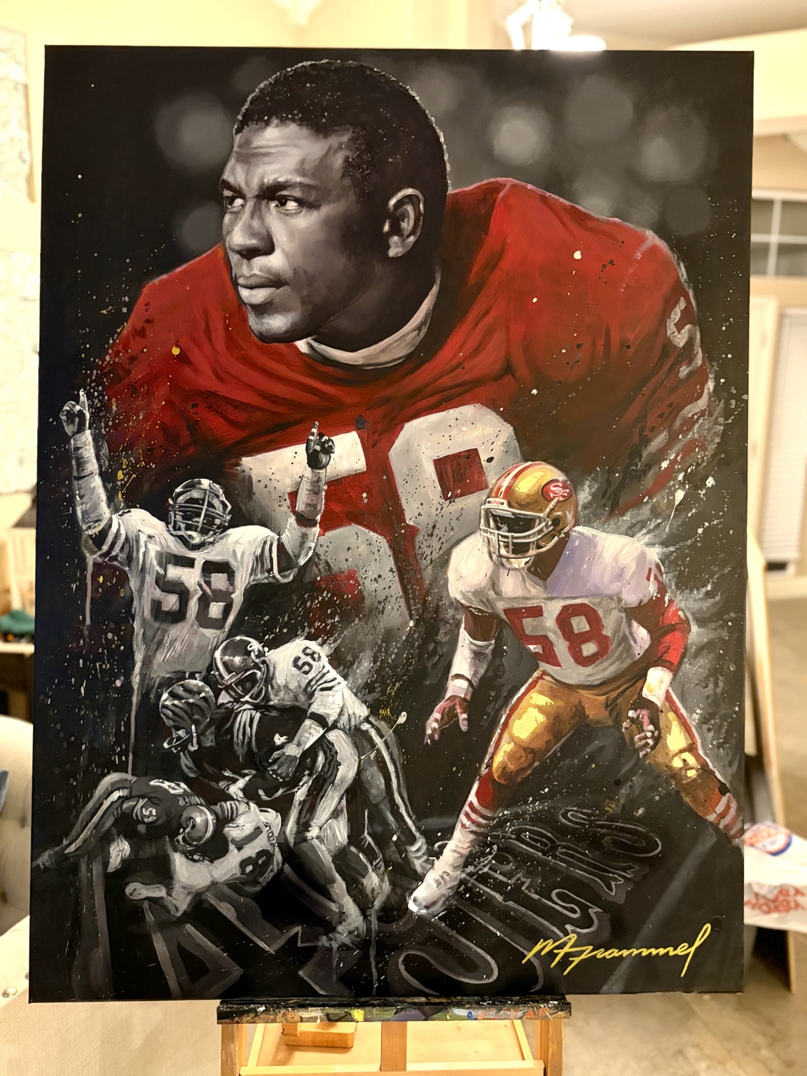Keena Turner San Francisco 49ers legacy painting featuring jersey number 58